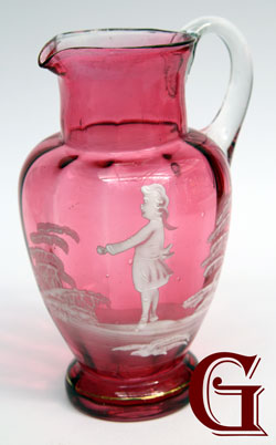 cranberry glass Mary Gregory jug